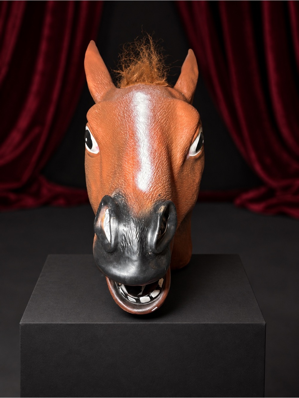 Horse Head Mask Brown Halloween Costume Faux Mane Camp Meme Adult
